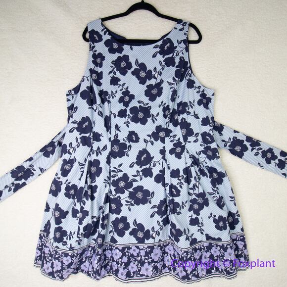 Vince Camuto women's blue floral print sleeveless dress plus size 20W - Picture 2 of 15